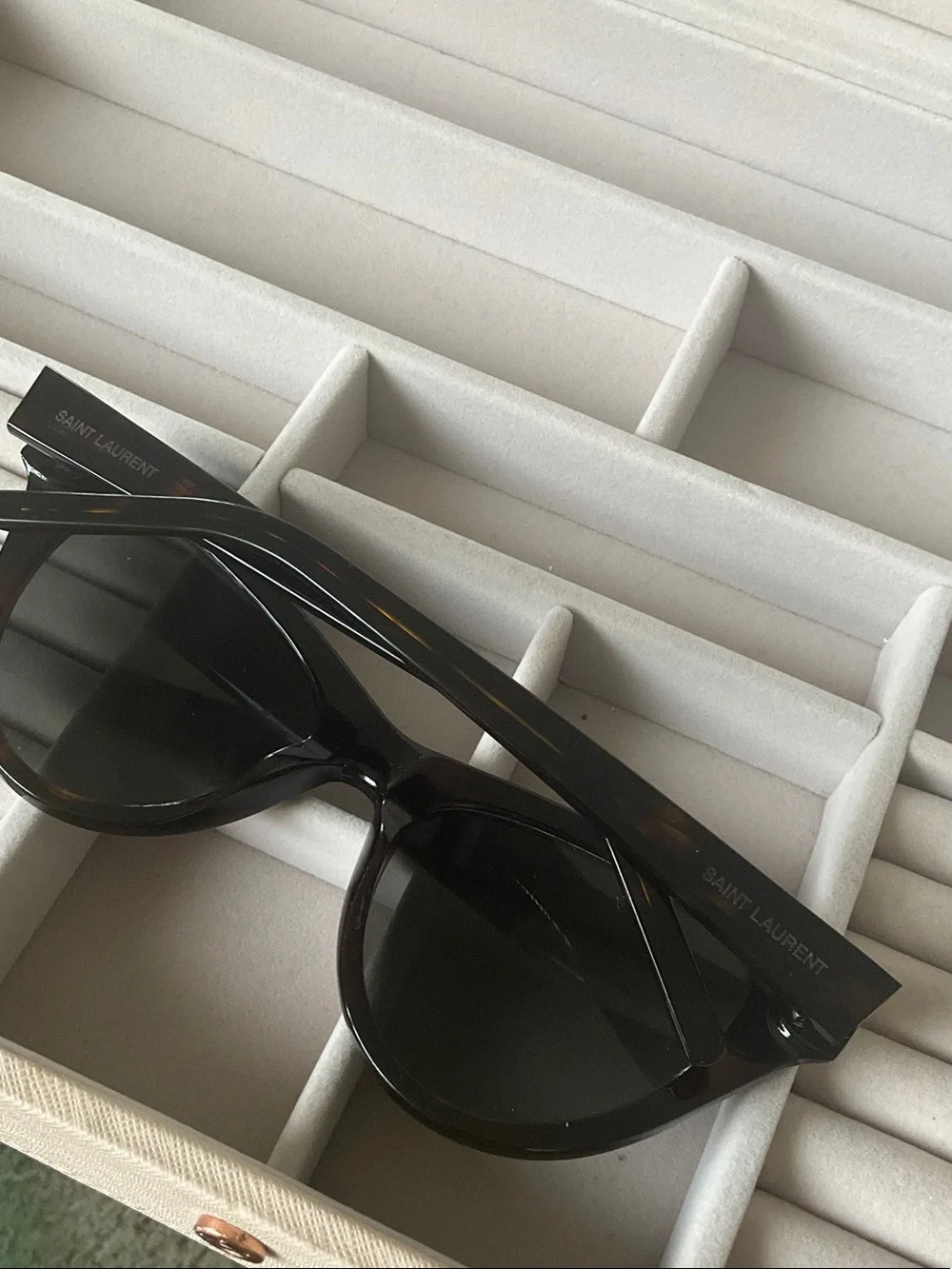 Saint Laurent Tortoiseshell Cat-Eye Sunglasses with Brown Lenses